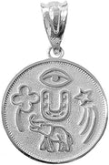 Good Luck Charms .925 Sterling Silver Lucky Charm Round Coin Medal Talisman Pendant Necklace - Choice of Pendant Only or Necklace Length - style: Pendant Only