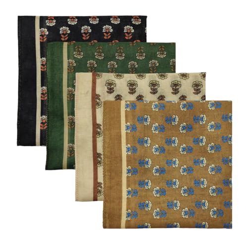 Cotton Like Bandana in Bulk, Head Scarf, Headband, Head wrap, Hair Neck Scarf for Women 22 x 22 inch - color: Bib04 Little Flower 4pcs