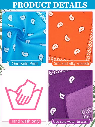 Unittype 48 Pieces Paisley Bandana Novelty Unisex Cowboy Headband Sports Bandannas Scarf Outdoor for Western Party Costume - color: Hot Pink,light Green,orange,neon Yellow,light Blue,dark Purple, style: Classic