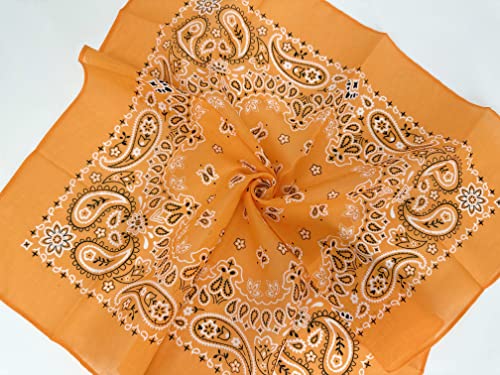 Single Pack Bandanas 60s Premium Cotton Soft Thin Handfeel Large Handkerchief for Men and Women - color: 1 Pack-orange