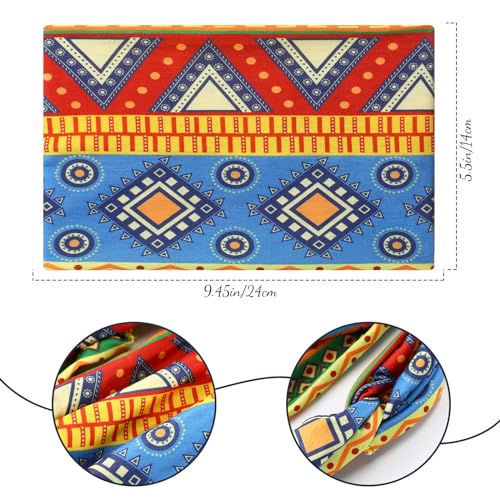 XunYee 12 Pcs Juneteenth Headbands African Boho Print Headbands for Women Yoga Twisted Knot Headwraps - Assorted Wide Elastic Bandeau Hair Accessories for Girls, Running, Sports