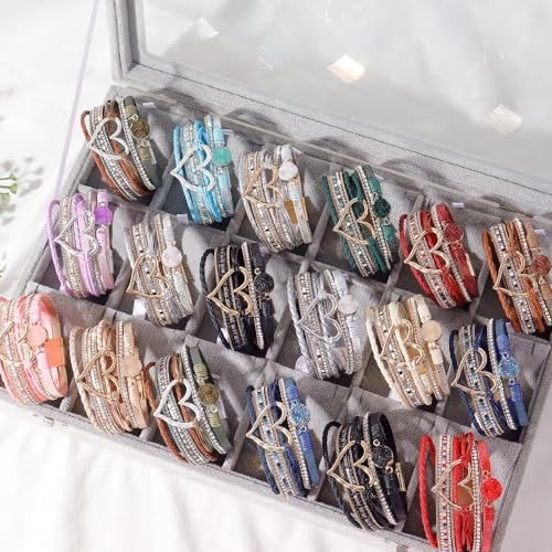 Long tiantian Leather Bracelets for Women Warp Bracelet Stackable Boho Layered Bracelet Chunky Heart Trendy Birthday Gifts for Her - color: B13:Green Leather Bracelets