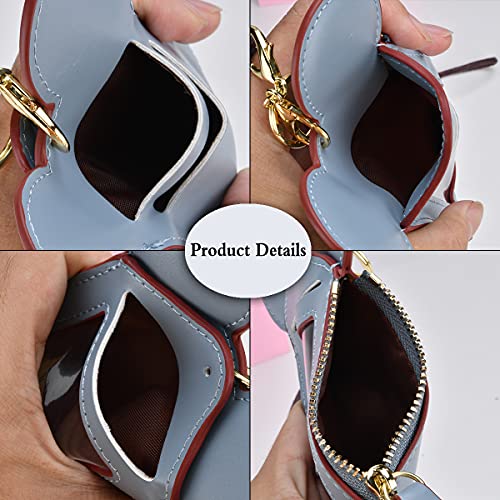 BUUFAN Chic Cute Travel PU Leather Student ID Card Holder Lanyard Neck Pouch Bag With Coin Wallet Purse for Students Women Kids Teens Girls (Blue) - color: Blue