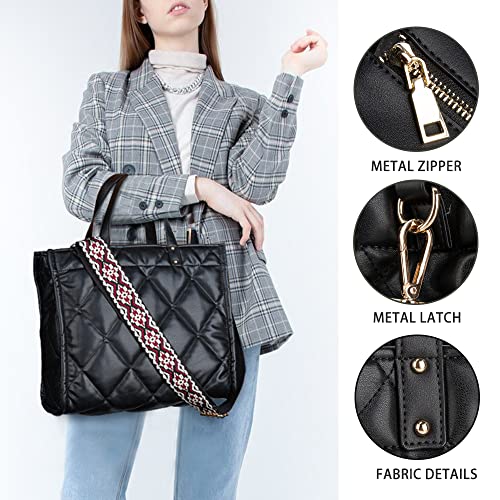 Canvas Tote Bag for Women Top Handle Handbag Crossbody Tote Bag for Women - color: B1-solid Black