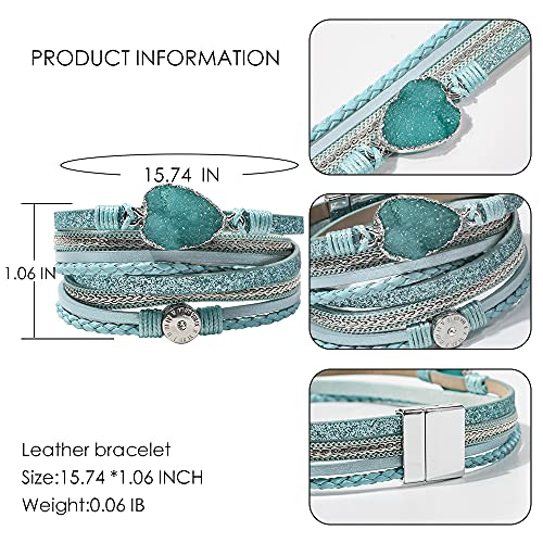 Artilady Leather Wrap Bracelets for Women - Pearl Bracelets Handmade Clasp Bangle Bracelet with Beads Jewelry Gift for Women and Mother - style: Blue