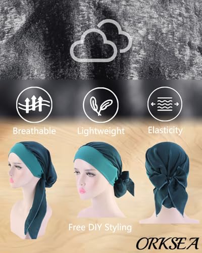 Chemo Headwear for Women Head Scarf Headwraps Silky Soft Turbans for Women Cancer Hats Chemo Beanie Coverings Scarves - color: A Black