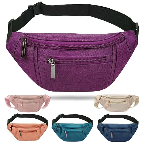 Crossbody Fanny Pack for Women Fashionable,Fashion Waist Bag Purse,Belt Bag for Travel Walking Running Hiking Cycling,Easy Carry Any Phone,Wallet (Purple) - color: Purple