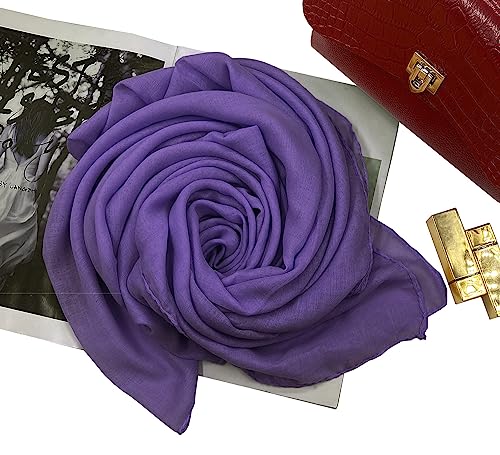 woogwin Women's Cotton Scarves Lady Light Soft Fashion Solid Scarf Wrap Shawl - color: Dark Purple