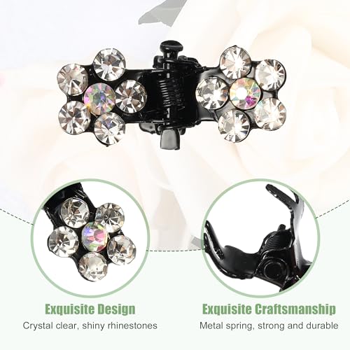 VOCOSTE 12 Pcs Mini Hair Claw Clip, Small Rhinestone Hair Clips, Metal Little Hair Clips for Women and Girl Flower Hair Accessories, White - color: White