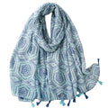 WaJuemy Travel Boho Scarf for Women Casual Lightweight Pashmina Scarves Fashion Multicolor Shawl Wraps with Fringed Beads - color: 03 Teal Floral