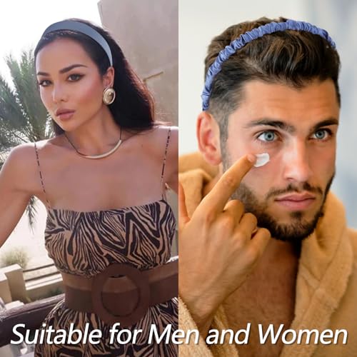VELSCRUN 7 Pcs Different Headbands for Women Fashion Blue Solid Head Bands Pearl Headband Non Slip Hair Band for Womens Thin Thick Short Hair Face Wash Hair Accessories Gifts for Women Gilrs - color: Blue