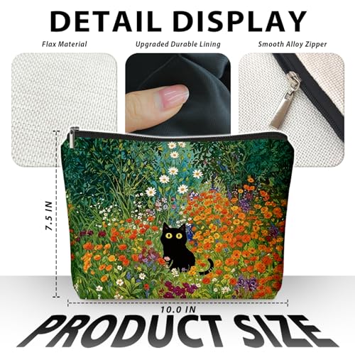 Cute Cat Makeup Bag, Kitty Cosmetic Zipper Travel Toiletry Bag for Traveling Women, Cute Black Cat Gifts for Women & Teen Girls, Cats Gifts Lovers - color: 02-Cat(08)