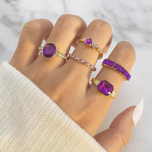 Crystal Stackable Rings Set for Women Trendy Star Moon Knuckle Rings Set Vintag Boho Rhinestone Midi Finger Rings Set