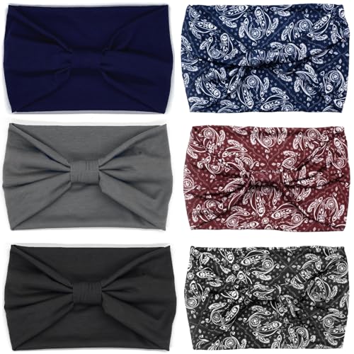 IVARYSS Wide Headbands for Women, Knotted Head Wraps Turbans, Large African Style Head Bands Hair Accessories, 6 Pack (Boho Set1) - color: Boho 1