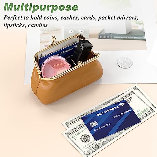 Coin Purse, Small PU Leather Change Purse, Coin Wallet with Clasp, Car Change Holder Pouch for Woman Men Kids Girls, Brown - color: Brown