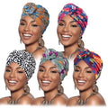 DRESHOW 5 Pack Knotted Headwraps for Women African Turban Pre-Knotted Beanie Headwraps Hair Covers - color: 5 Pack Knotted: Ornate Fantasy