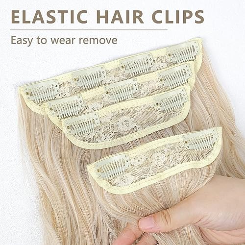 Clip in Long Wavy Synthetic Hair Extension 20 Inch 4PCS Ash Brown Mixed Light Blonde Hairpieces Fiber Thick Double Weft Hair Extension for Women(4pcs, 20Inch, Ash Brown Mixed Light Blonde) - color: Ash Brown Mixed Light Blonde