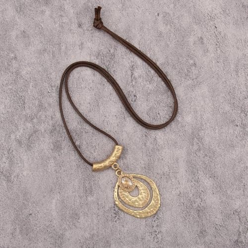 Leather Necklace for Women Vintage Boho Necklaces Black Cord Choker With Pendant Casual Chunky Leather Necklace Trendy - style: Funky Statement Necklace