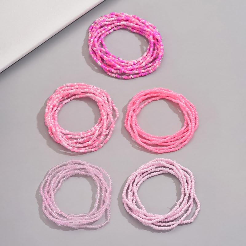 Caiyao 36Pcs Colorful Elastic Seed Beaded Bracelets Set Bohemia Multilayer Rainbow Beaded Stretch Bracelet Anklet Adjustable Glass Beads Wristbands for Women Summer Beach Boho Vaction Jewelry - style: StyleF