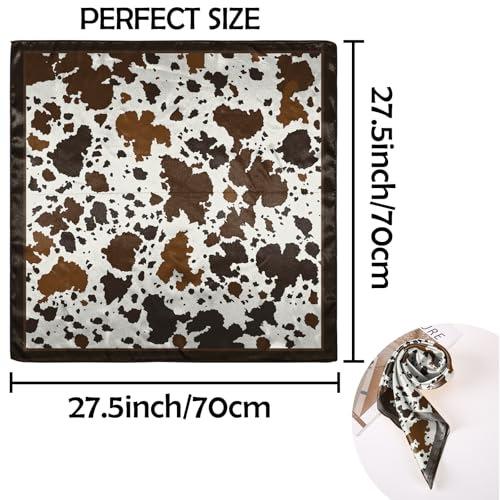 Scarf Silk Feeling Square Satin Head Hair Scarf Wrap 27.5 Inches Headwear Aesthetic Cute Decoration Women Girls - color: V-7-cowhide