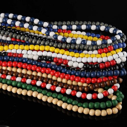 Punk Cool Colorful 8mm Wood Beads Chunky Strand Chunky Necklace Natural Wooden Chain Unisex Hip Hop Handmade African Statement Retro Bohemian Jewelry for Women Men - color: red