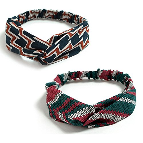DRESHOW 10 Pack Boho Headbands for Women Girls Criss Cross Elastic Hair Bands Yoga Flower Headwraps Accessories - color: 10 Pack C: Flower Printed Series VII