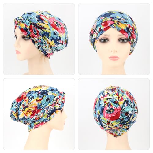 DRESHOW Turban Pre-Tied Twisted Hat Thread African Head Wraps for Black Women Chemo Cancer Cap Braid Hair Cover - color: 1 Pack Twisted Braid: Floral a