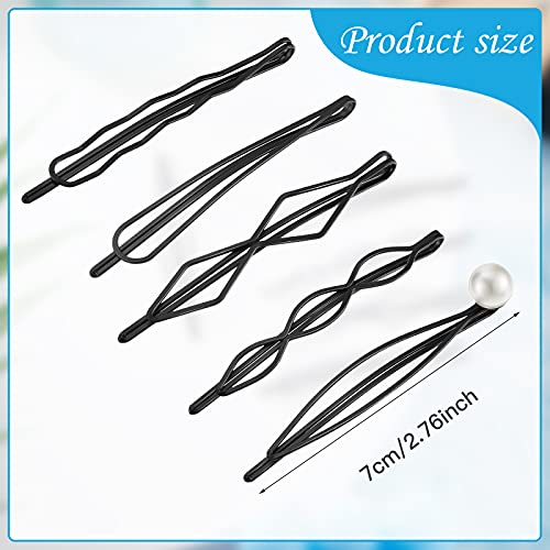 10 Pieces Geometric Metal Hair Clips and Barrettes - Minimalist Hair Accessories for Women and Girls, Wedding, and Styling (Black) - color: Black