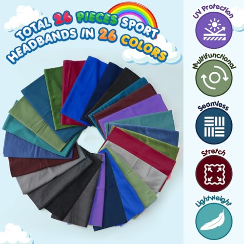 Jiuguva 26 Pcs Neck Gaiter Men Face Mask Headband Boho Head Wrap Headwear Bulk Hiking Seamless Neck Scarf Skull Bandana Women - color: Dark Color, style: Basic Style