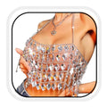 BODIY Rhinestone Body Chain Tops Crystal Halter Crop Tops Silver Bikini Chain Bra Body Accessories for Women