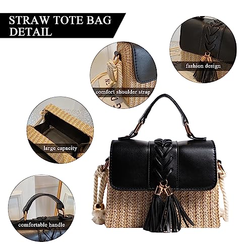 Straw Crossbody Bags for Women Summer Straw Clutch Bag Woven Beach Purse Vacation Handbags | Straw - color: D Pink