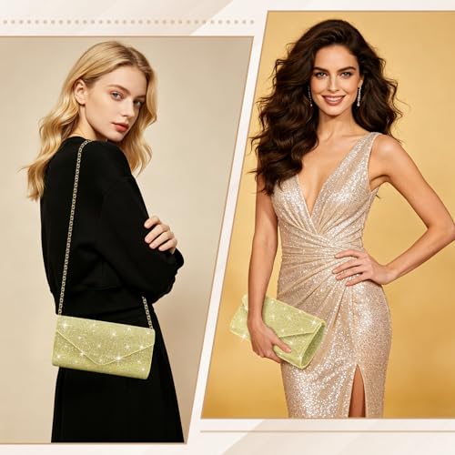 PACETAP Rhinestone Clutch Purses for Women, Sparkly Glitter Evening Bags Handbag Crossbody Bag for 1920s Party Wedding Prom(Light Yellow) - color: Rhinestone Light Yellow