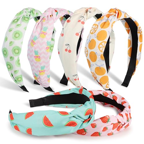 DiyJibb Headbands for Women Girls - 6PCS Stylish Top Knotted Headbands - Knotted Headband for Women - Head Bands Wide Hairband Hair Accessories - color: fruits-01