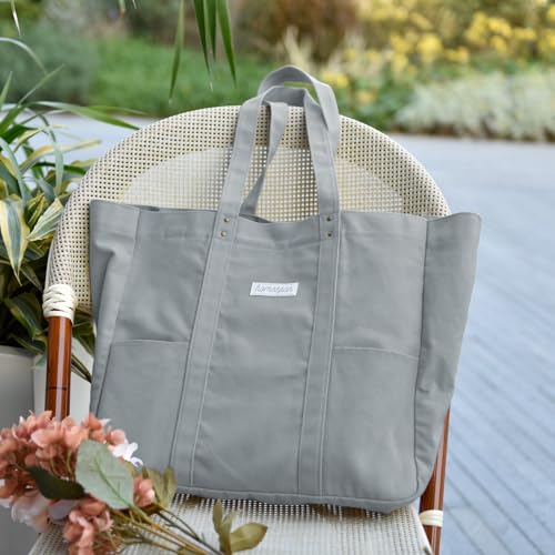 HOMESPON Large Canvas Tote Bag for Women Everything Bag with Pockets and Laptop Sleeve - color: Grey