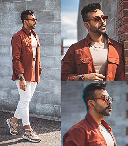 VANLINKER Polarized Retro Oval Sunglasses for Women and Men Small 90s Style VL9580 - color: C3 Brown Tinted Frame/Lens