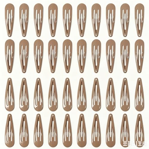 40pcs 2 inch colorful Hair Clips Hair Barrettes Metal Snap Hair Clips Accessories For Women(light brown) - color: light brown