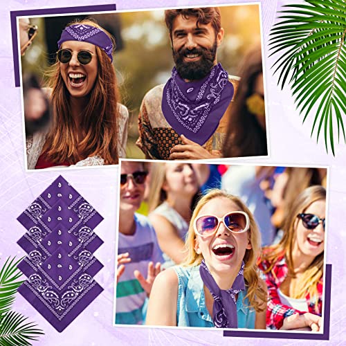 Handepo 150 Pcs Bandanas Bulk, Colorful Paisley Bandanas Unisex Head Wrap Scarf Cowboy Headband Handkerchief - color: Purple