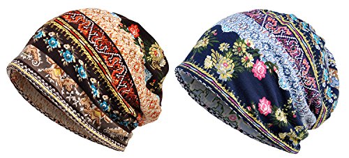 Women's Baggy Slouchy Beanie Chemo Hat Cap Scarf - color: 2 Pack