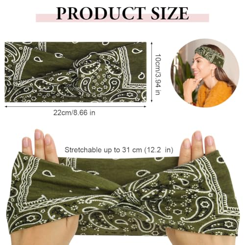 4 Pack Headbands for Women's Hair, Printed Crisscross Headbands, Soft Fabric, Boho Style Hairs Accessories for Women, Elastic Hair Bands for Sports, Yoga, Skincare, Outdoor Occasions - color: #C - 4pc