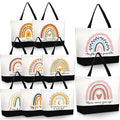 Sieral 10 Pcs Teacher Appreciation Gift Rainbow Canva Teacher Tote Bags Pack Retirement Thank You Reusable Bag Women Summer(Inspirational) - style: Inspirational