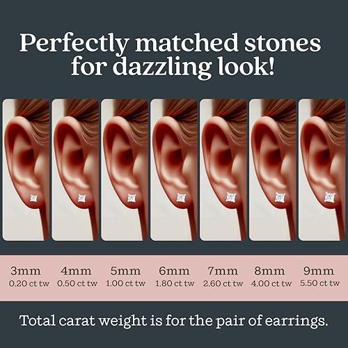 KEZEF Sterling Silver Stud Earrings for Women & Men - 4-Prong Setting Cubic Zirconia Earrings Studs - Premium CZ S925 Hypoallergenic - Available in 14K White and Yellow Gold, Rose Gold - 3mm to 9mm - color: 14K White Gold, size: 5mm - Modest