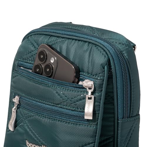 Baggallini Journey Crossbody Bags for Women 9x6 Small Lightweight Travel Handbag W/RFID - color: Emerald Quilt