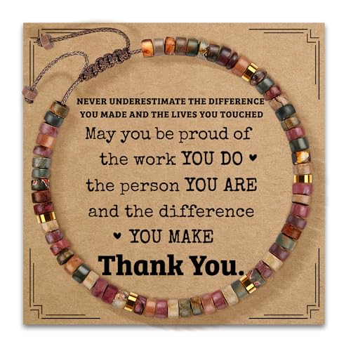 Inspirational Gifts Bracelets for Women: Mothers Day Birthday Gifts for Mom Women Friends Sister - Healing Natural Stone Beads Bracelets Thinking of you Get Well Soon Gift for Women - color: A-K JASPER STONE-PROUD