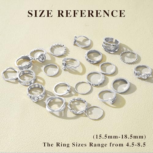 CHICUTIE Gold Knuckle Rings Set For Women Stackable Joint Finger Midi Rings Dainty Cubic Crystal Zirconia Hollow Twist Cute Pack Jewelry Gift - style: 22PCS SILVER