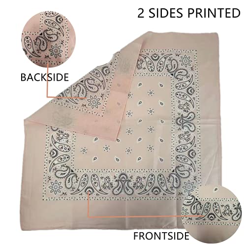 Vamqor 12pcs Bandana for women and men 100% Cotton Custom Fashion Paisley Design Multifunctional Outdoor Square Handkerchief - color: Pink