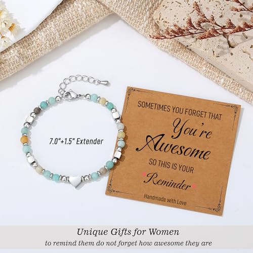 TONY & SANDY Tiny Beaded Bracelets for Women, Sometimes You Forget You're Awesome Gift, Unique Gifts for Women, Mom, Daughter, Wife, Coworker, Best Friend, Bestie, Granddaughter - style: Amazonite