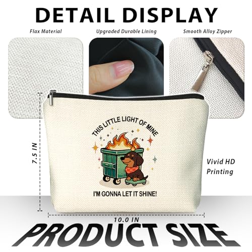 Funny Dumpster Dachshund Dumpster Fire Gifts Makeup Bag, Funny Dumpster Bag,Dumpster Fire Cosmetic Bags for Women, Inspirational Positive Encouragement Gift for Women Zipper Pouch - color: 01-dumpster fire(02)-Dachshund Dog