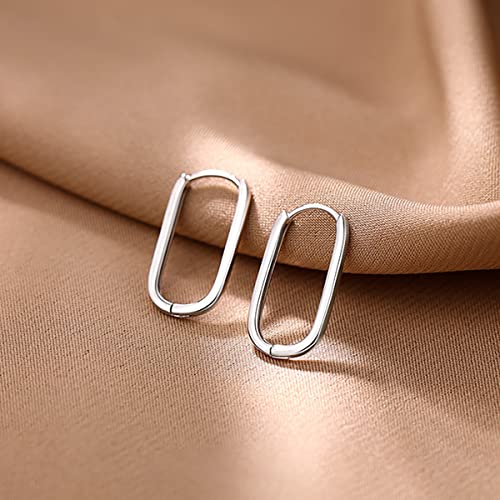 Reffeer 925 Sterling Silver U Hoop Earrings for Women Teens Minimalist Square Hoop Earrings U Huggie Earrings - color: A-Silver