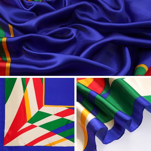 Pistha Head Scarf Bandana for Women, Satin Scarf for Hair, Large Square Silk Bandana Headscarf for Women and Men 35 Inch - style: Assorted B