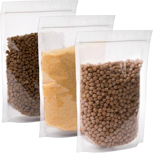 Kingrol 100 Ct 7 x 10.25 Inch Clear Stand Up Food Pouch Bags with Resealable Lock Seal Zipper, Heat Sealable Packaging Bags for Food Storage